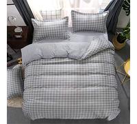 Fansu Ropa de Cama ?Piezas, Suave Comodo Microfibra Plaid Imprimiendo Cremallera Funda Nórdica Juego de Cama Sábana Encimera y 2 Fundas de Almohada (150x200cm-1.5M,Celosía Rayada)