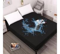 Fansu Sabana Bajera Elastica, Color Sólido Impermeable Sabanas Bajera Microfibra Suave Cómoda Sabana Bajeras Ajustable Transpirable para Cama Individual Matrimonial (Negro,80x200cm)