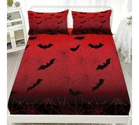 FANSU Sabana Bajera Halloween en 3D, Nuevo 2025 Sabana Bajera con 2 Fundas Almohada, Cómoda y Suave Cama Juego de Sabanas para Cama Individual o Doble (Telaraña Roja,120x200cm)