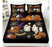 FANSU Sabana Bajera Halloween en 3D, Nuevo 2025 Sabana Bajera con 2 Fundas Almohada, Cómoda y Suave Cama Juego de Sabanas para Cama Individual o Doble (Calabaza Negra 2,120x200cm)