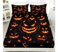 FANSU Sabana Bajera Halloween en 3D, Nuevo 2025 Sabana Bajera con 2 Fundas Almohada, Cómoda y Suave Cama Juego de Sabanas para Cama Individual o Doble (Calabaza Negra 1,152x203cm)