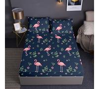 Fansu Sabana Bajera Microfibra, Grandes Sabana Bajera Ajustable Suave Cómoda y Transpirable, Individual & Doble Cama Juego de Sabanas con 2 Funda Almohada (150x200+30cm,Flamencos)