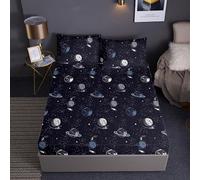 Fansu Sabana Bajera Microfibra, Grandes Sabana Bajera Ajustable Suave Cómoda y Transpirable, Individual & Doble Cama Juego de Sabanas con 2 Funda Almohada (Cosmos,200x200+30cm)