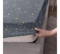 Fansu Sabana Bajera Microfibra, Grandes Sabana Bajera Ajustable Suave Cómoda y Transpirable, Individual & Doble Cama Juego de Sabanas para Colchón de 5-25 cm (180x200+30cm,Luna Cielo Gris)