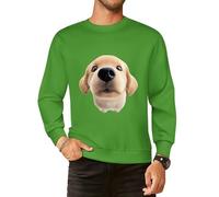 Fansu Sudadera sin Capucha Hombre Cuello Redondo, S-5XL Algodón Clásica Camiseta de Mujer Color Sólido Perro Adorable Manga Larga Sweatshirt para Sport Casual (Verde Claro,S)