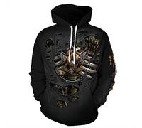 Fansu Sudaderas con Capucha Estampado de Cráneo y Esqueleto Hombre Mujer Hoodies, Pareja Invierno Manga Larga Pullover con Bolsillos Deportes Sweatshirt (Esqueleto Mecánico,L)