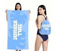 Fansu Toalla de Playa de Rizo, Microfibra Mochila de Playa con Almacenamiento 2 En 1, Suaves Grande Toallas Convertibles para Verano, Sauna (BLU,90x180CM)