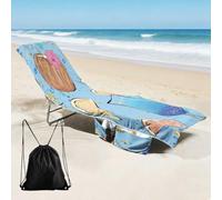 Fansu Toalla para Tumbona con Bolsillos y Bolsa, Funda de Microfibra para Silla de Playa Antideslizante, Toalla de Piscina para Jardín y Vacaciones (Noix de Coco brunes,74x210CM)