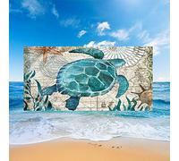 Fansu Toallas de Playa Microfibra Grandes, Oceano Animal Impresión Toallas de Playa Compacto Ligera Blando Verano Manta de Playa para Viaje Playa Nadar (Azul Alga,80x160cm)