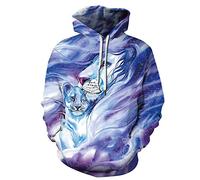 Fansu Unisex 3D Moda Creativa Animal Impreso Hoodies Hombre Mujer Sudaderas con Capucha con Bolsillos,Otoño e Invierno Manga Larga Pullover Deportes Sweatshirt (S,León Blanco)