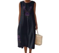Fansu Vestido Largo Mujer Sin Mangas | Verano Casual Maxi Talla Grande, Vestido Mujer Largo Casual Elegante Midi Holgado para Diario, Fiesta, Playa, Vacaciones