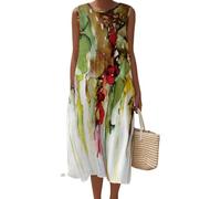 Fansu Vestido Largo Mujer Sin Mangas | Verano Casual Maxi Talla Grande, Vestido Mujer Largo Casual Elegante Midi Holgado para Diario, Fiesta, Playa, Vacaciones