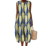 Fansu Vestido Largo Mujer Sin Mangas | Verano Casual Maxi Talla Grande, Vestido Mujer Largo Casual Elegante Midi Holgado para Diario, Fiesta, Playa, Vacaciones