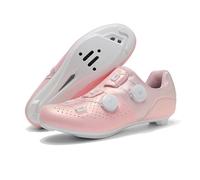 Fansu Zapatillas de Ciclismo, Bicicleta de Carretera con Cordones Giratorios, Transpirable Zapatillas de Bicicleta Compatibles SPD & SPD-SL para Interior y Exterior (Rosa,45)