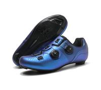 Fansu Zapatillas de Ciclismo, Bicicleta de Carretera con Cordones Giratorios, Transpirable Zapatillas de Bicicleta Compatibles SPD & SPD-SL para Interior y Exterior (Azul,41)