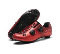 Fansu Zapatillas de Ciclismo, Bicicleta de Carretera con Cordones Giratorios, Transpirable Zapatillas de Bicicleta Compatibles SPD & SPD-SL para Interior y Exterior (Rojo,45)