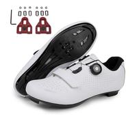 Fansu Zapatillas de Ciclismo Carretera, con Calas Delta, Blanco Zapatillas Ciclismo Hombre Compatibles con Look SPD SPD-SL Delta Lock, Zapatillas para Bicicleta de Interior Exteriores