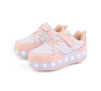 Fansu Zapatos con Ruedas y LED Luces para Niños y Niñas, Zapatillas con Ruedas con USB Recargable, Rosa Zapatillas de Skateboard con 4 Retráctil Wheels para Cumpleaños, Navidad