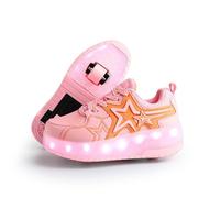 Fansu Zapatos de Patinaje con Ruedas para Niños y Niñas con Luz LED Ajustable, 2 en 1 Zapatillas con Ruedas y Luces para Niñas Niños USB Calzado Zapatillas Deportivas (2402 Rosa,37)