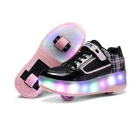 Fansu Zapatos de Patinaje con Ruedas para Niños y Niñas con Luz LED Ajustable, 2 en 1 Zapatillas con Ruedas y Luces para Niñas Niños USB Calzado Zapatillas Deportivas (239 Rosa,35)
