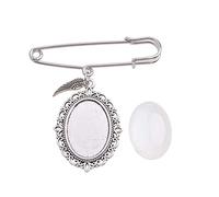 FANSWAN Broche de encaje para boda, marco de fotos ovalado de cristal con colgante, apto para uso en manualidades, metal, sin piedras preciosas, Metal, No es una piedra preciosa