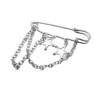FANSWAN Broche de estrella de cinco puntas con cuentas redondas y hebilla de doble cadena para cordones de zapatos para hombre, accesorio de traje, Metal, No es una piedra preciosa