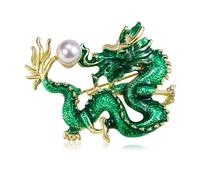 FANSWAN - Broche de metal vintage con forma de dragón chino para hombre y mujer, Zinc, No es una piedra preciosa