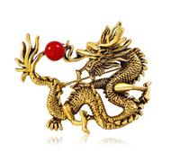 FANSWAN - Broche de metal vintage con forma de dragón chino para hombre y mujer, Zinc, No es una piedra preciosa