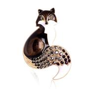 FANSWAN Broche de zorro con diamantes de imitación, insignia de animal, joyería, mochila, decoración, accesorio de moda para chaquetas, ropa, Metal, No es una piedra preciosa