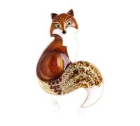 FANSWAN Broche de zorro con diamantes de imitación, insignias de animales, joyas, mochila, decoración, accesorio de moda para chaquetas, ropa, metal, sin piedras preciosas, Metal, No es una piedra