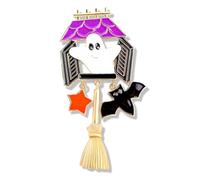 FANSWAN Halloween Cartoon Specter Pin Accesorios Espeluznante Halloween Insignia Calabaza Fantasma Escoba Aleación Pin de Solapa para fiestas temáticas, metal, sin piedras preciosas, Metal, No es una