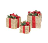 FANSWAN Juego de 3 cajas de Navidad para decoración de regalos al aire libre bajo el árbol, paquete para interiores, fiestas, bodas, hogar
