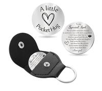 FanSynrare Pocket Hug Token - Recuerdo de larga distancia con mensaje de doble cara con llavero de cuero grabado, plata, Talla única (9)