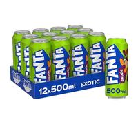 Fanta Exótic, Refresco con Sabor a Naranja, Melocotón y Fruta de la Pasión - Pack 12 Latas de 500 ml