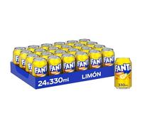 Fanta Limón, Refresco con 8% de zumo de limón, bajo en calorías, Pack 24 Latas 330 ml