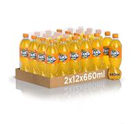 Fanta Original Sabor de Naranja - 24 botellas de 660 ml con zumo de naranjas italianas, sin conservantes añadidos, botella PET 100% reciclable, sabor refrescante, bebida alcohólica chispeante