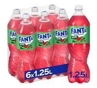 Fanta Sandía Sin Azúcar Añadido, Refresco con 4% de Zumo de Sandía - Pack 6 Botellas de 1.25 L