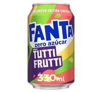 Fanta Tutti Frutti Zero, refresco sin azúcar, Pack 24 latas de 330 ml