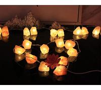 Fantasee Cadena de luces de sal del Himalaya, cristal de sal tallada a mano natural, liberación de iones negativos para dormitorio, sala de estar, oficina, decoración del hogar, yoga, luz nocturna