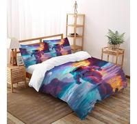 Fantasía Astronauta Juego De Funda para Edredón 3 Piezas 3D Impresa Starry Sky Theme con Cremallera Y Funda De Almohada Super King（260x220cm） 100% Microfibra Ropa De Cama