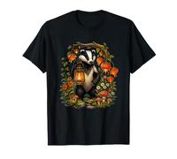 Fantasía Bosque Tejón con Linterna Y Setas Camiseta