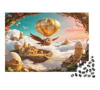 Fantasía Búho Volador Puzzle para Adultos Puzzle de 1000 Piezas Pueblo Imaginario en Las Nubes Relajación Conciencia Familiar Decoración Regalo 70x50cm/1000pcs
