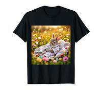 Fantasía Conejo Pintor Flores Camiseta