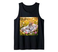 Fantasía Conejo Pintor Flores Camiseta sin Mangas