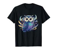 Fantasía cósmica de un búho Azul bajo un Cielo Estrellado Camiseta
