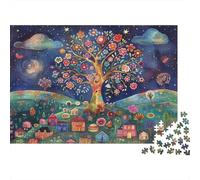 Fantasía de árbol Floral 1000 Piezas Stock De Cartas Premium Rompecabezas Conjunto Amantes De La Familia Divertido Juego Alivio del Estrés Decoración De Paredes 70x50cm/1000pcs