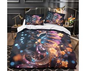 Fantasía de caballitos de mar Funda de Edredón Cremallera Oculta 3 Piezas de poliéster Estampado 3D incluye Fundas de Almohada Lavables Océano mágico Funda Edredon for familia Single（135x200cm）