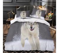 Fantasía de chica lobo Funda de Edredón Juego de 3 Piezas Estampado 3D incluye Fundas de Almohada Antialérgica Ilustración de fantasía artística Funda Edredon for Adolescentes King（220x240cm）