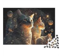 Fantasía de Gatos cósmicos Cartón Resistente Rompecabezas Clásicos 1000 Pieza S Adultos Niños Difícil Imposible Decoración De Paredes Regalo 38x26cm/1000pcs