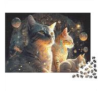 Fantasía de Gatos cósmicos Rompecabezas 1000 Piezas Coloridos Acertijos Inteligentes Adultos Familia Regalo Navidad DIY Papel 70x50cm/1000pcs